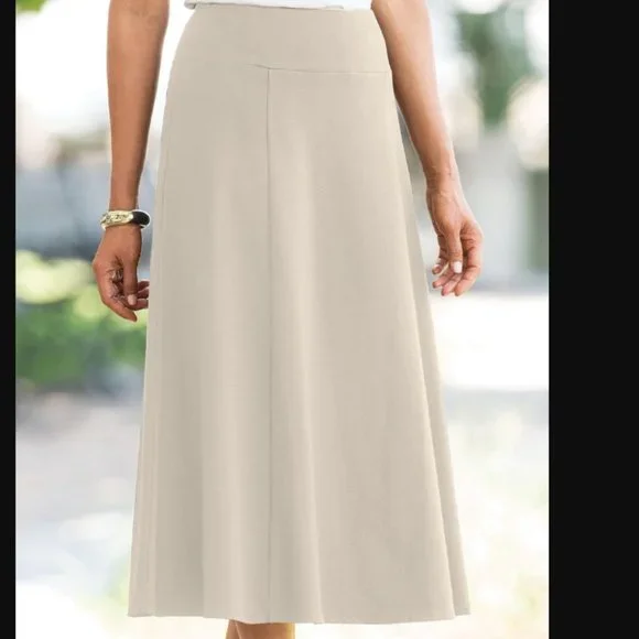 Appleseed's Everyday Knit Long Skirt Light Taupe XL New - Picture 1 of 7